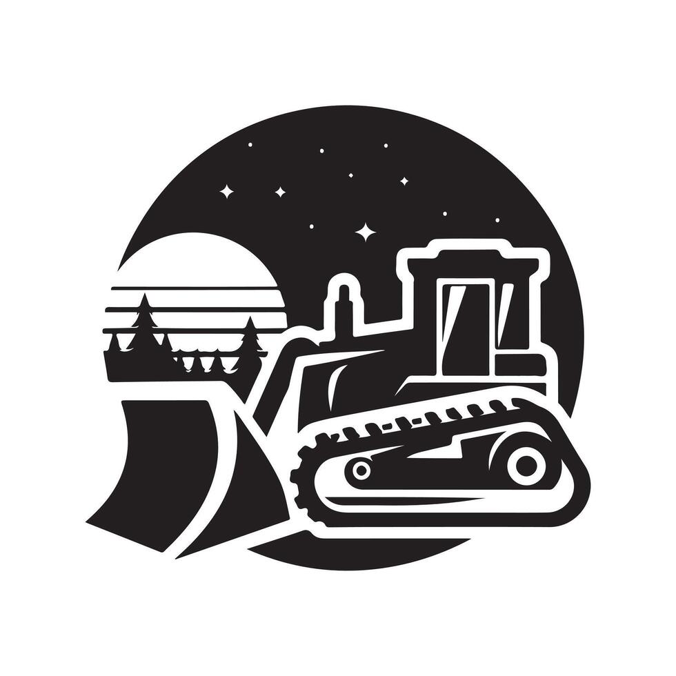 Black Bulldozer Silhouette for Web Design vector