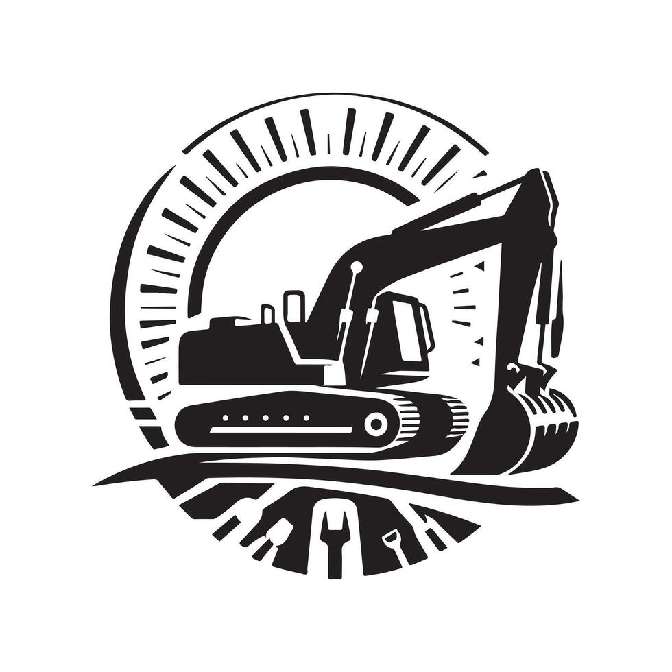 Excavator Silhouette for Industrial Design vector