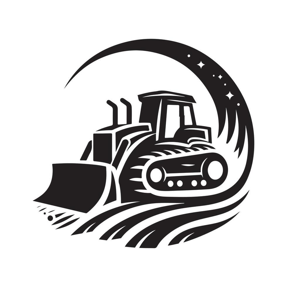Customizable Bulldozer Black Silhouette vector