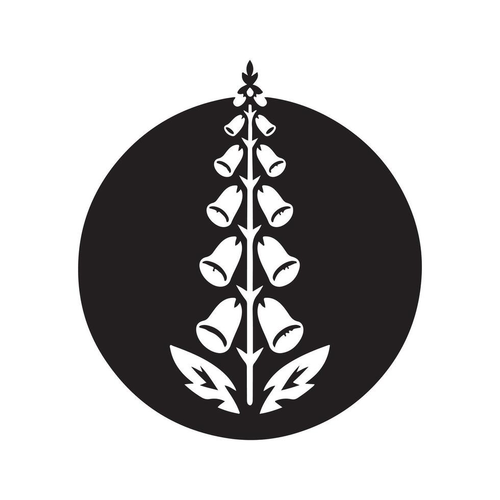 Creative Foxglove Black Silhouette Design vector