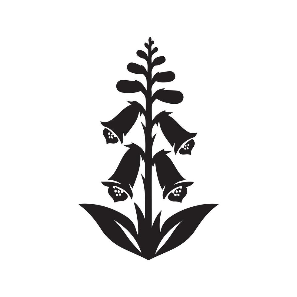 Black Foxglove Silhouette for Creative Use vector