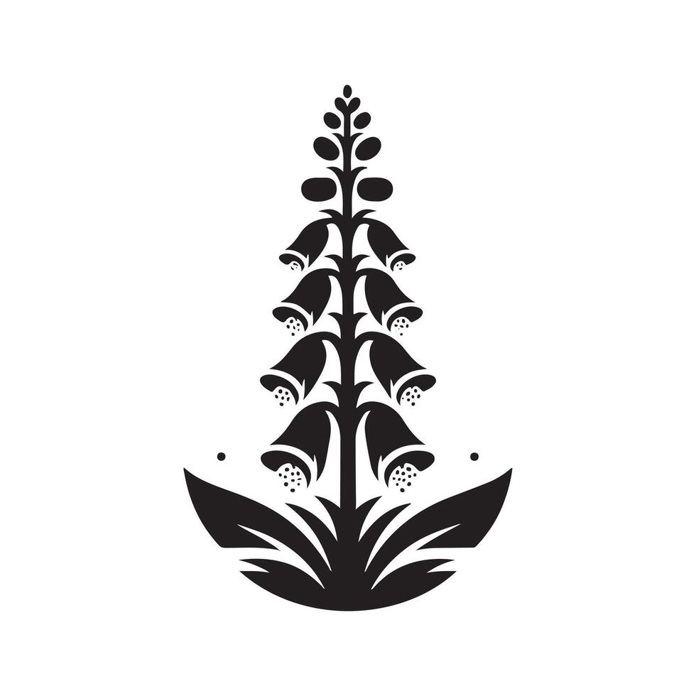 Foxglove Black Silhouette Graphic for Projects vector