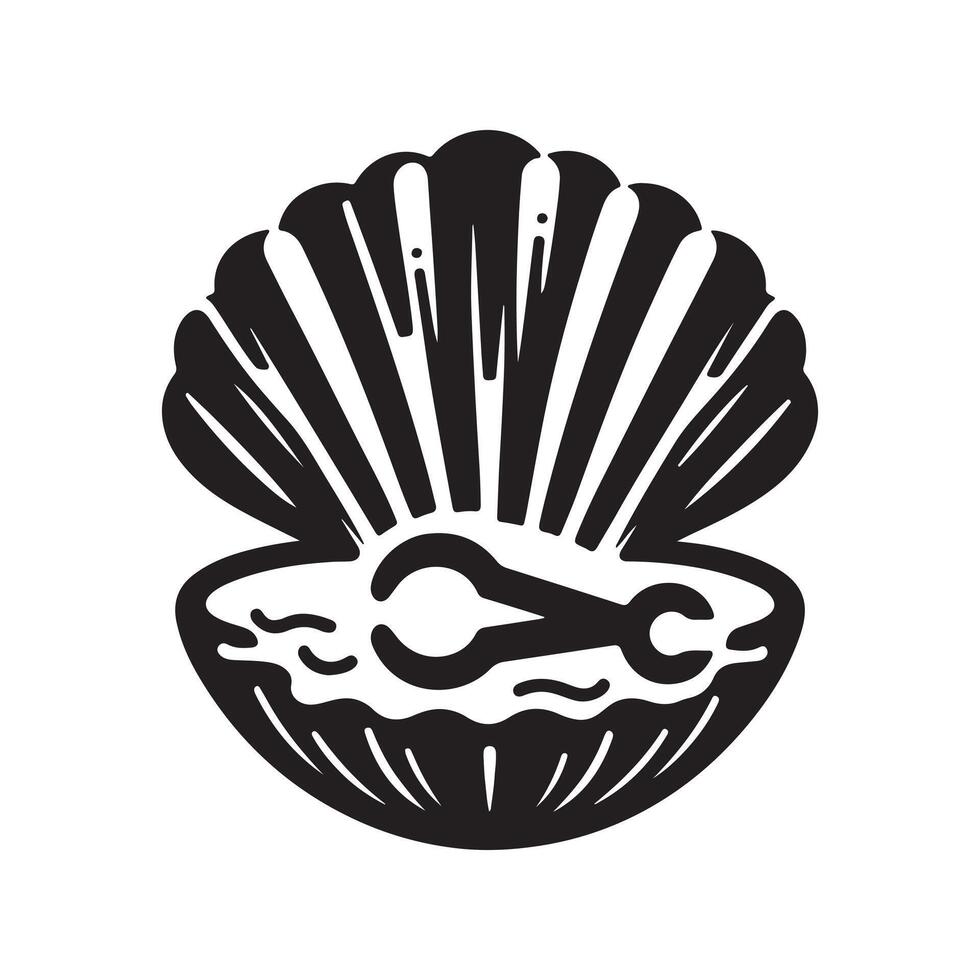 Clams Silhouette Black for Print vector