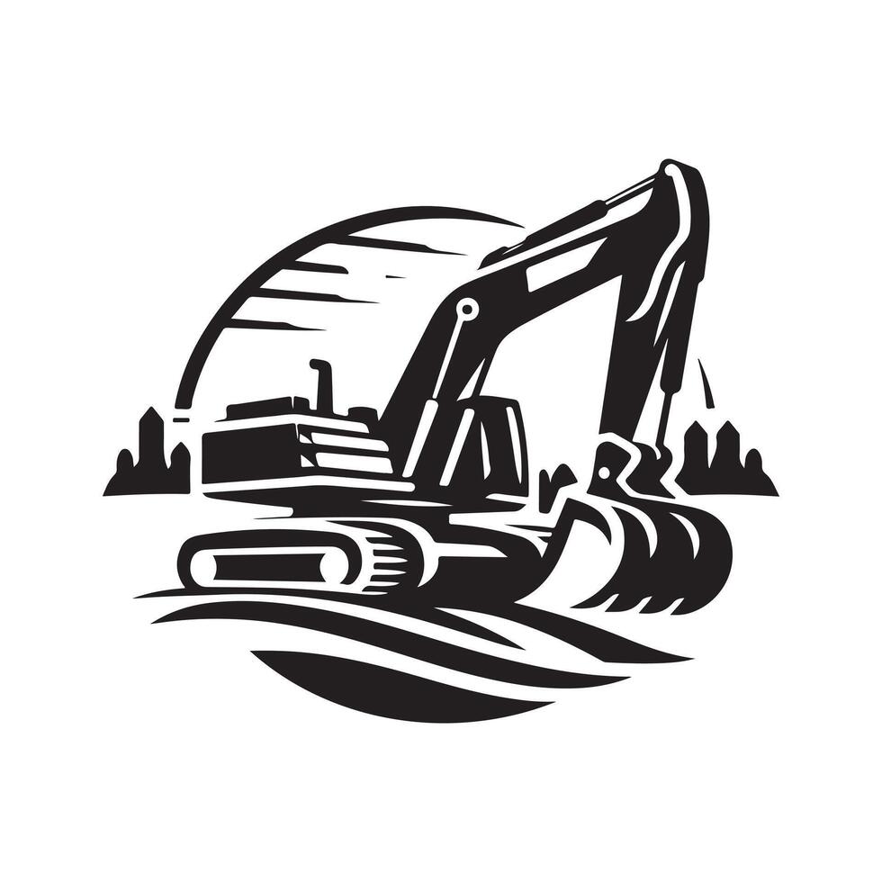 Excavator Silhouette in Black for Designers vector