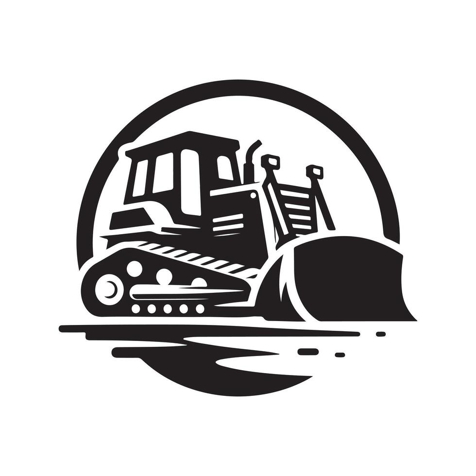 Black Bulldozer Silhouette for Construction Graphics vector