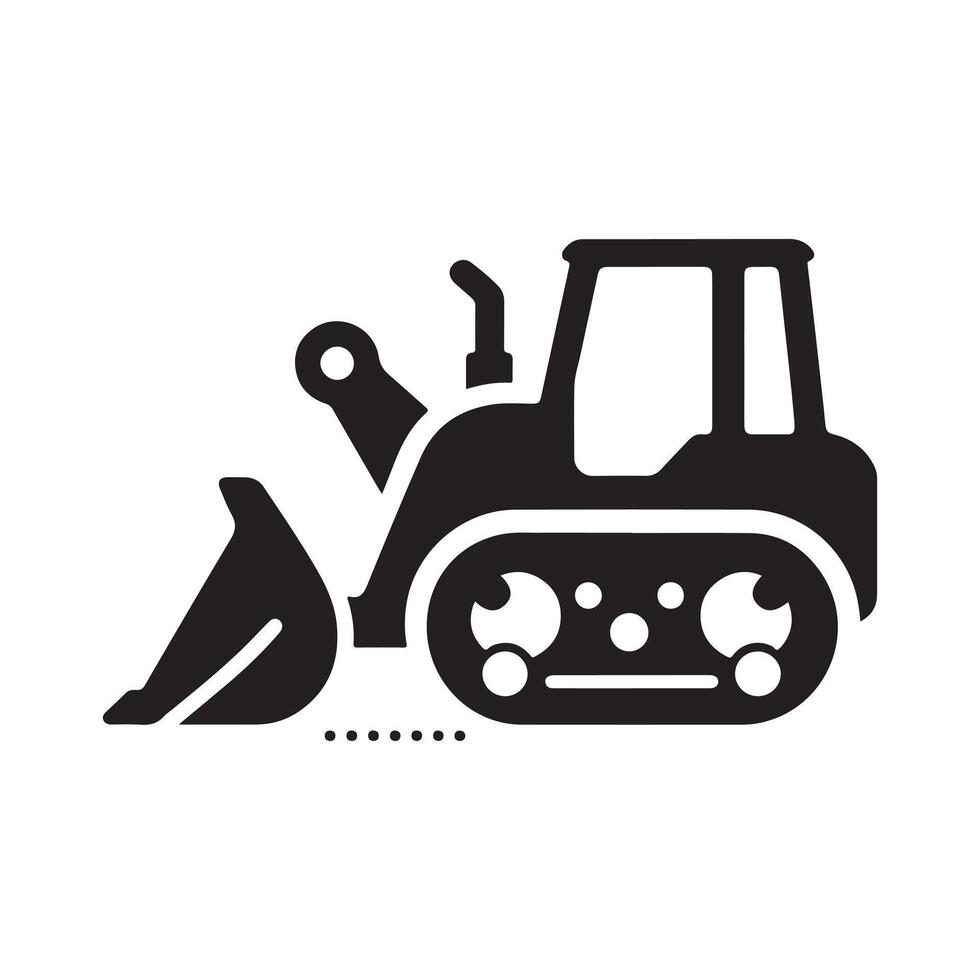 Black Bulldozer Silhouette for Graphic Projects vector
