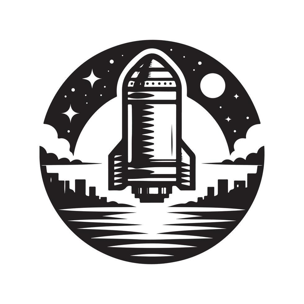Black Space Capsule Silhouette for Creative Use vector