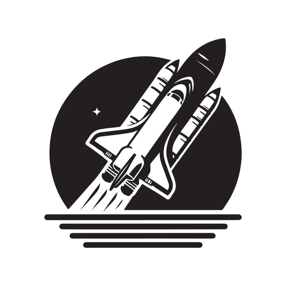 Space Shuttle Black Silhouette for Logos vector