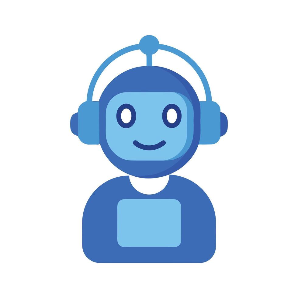Friendly AI Robot Icon - Modern Illustration for Technology, Chatbots, Futuristic Apps, and Digital Innovation vector
