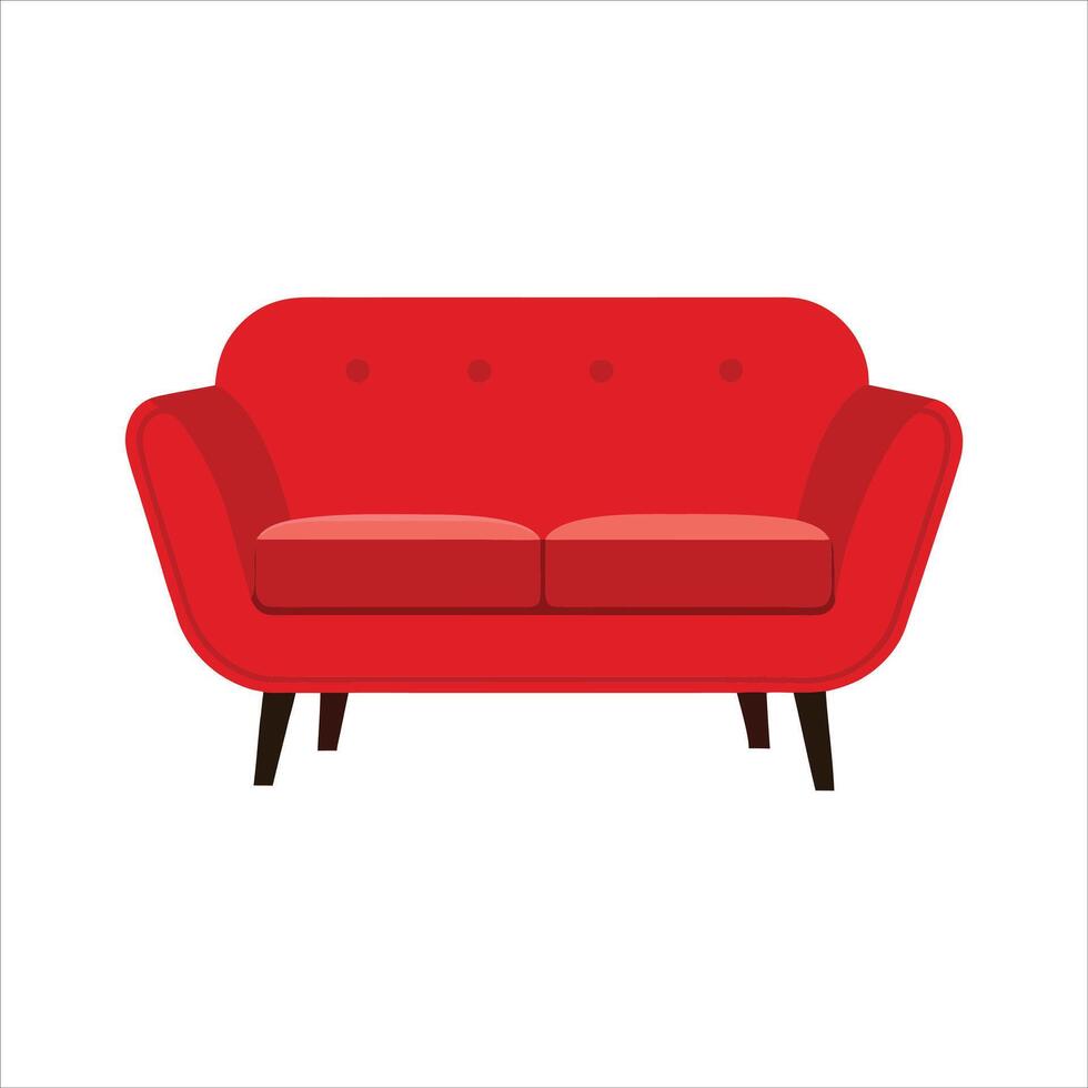Vintage Red Sofa Illustration - Elegant for Interior Design, Classic Furniture, and Luxury Home Decor Concepts vector
