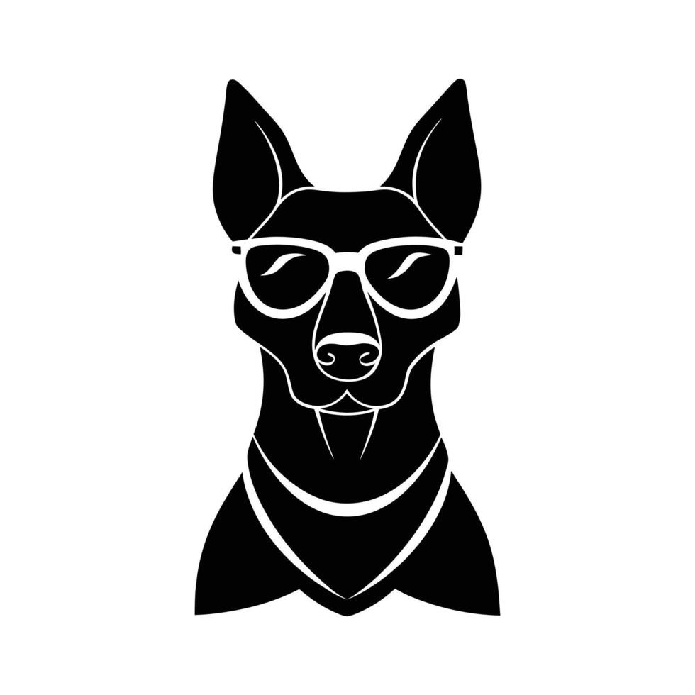 Trendy Doberman Silhouette with Shades Bandana Cool for Logos Apparel vector