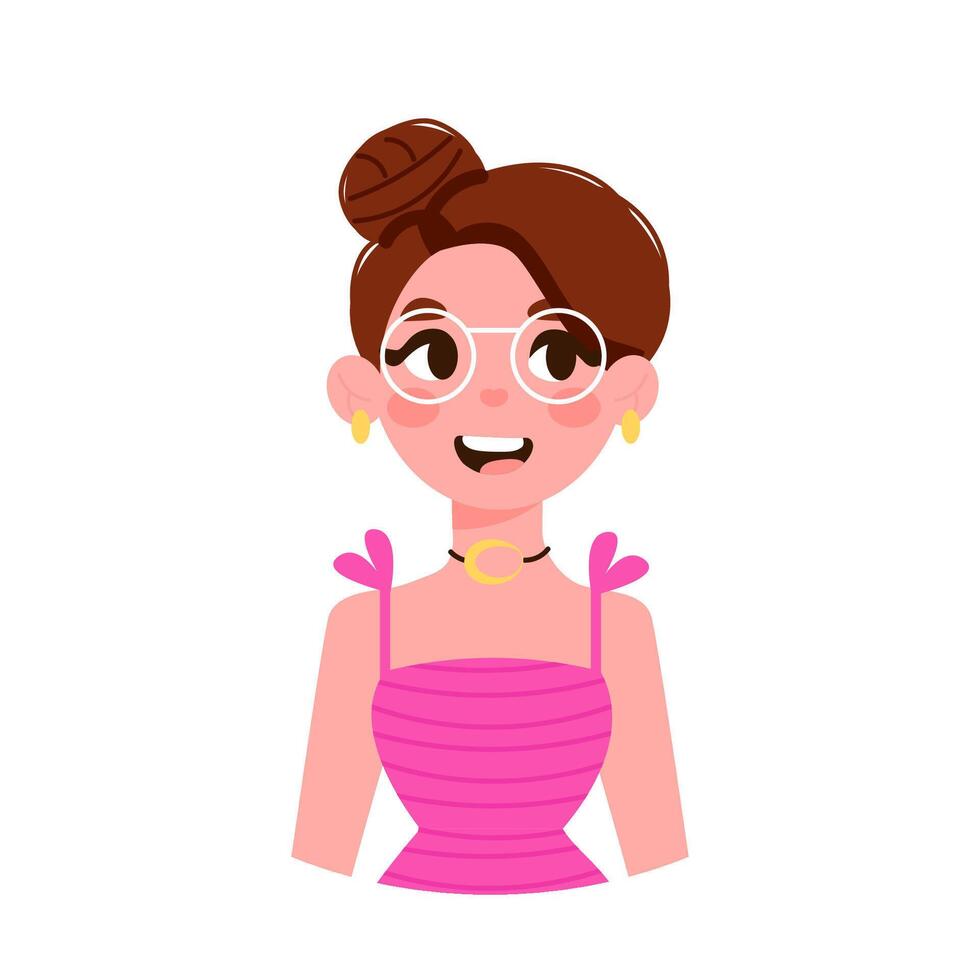 Avatar character girl with glasses cartoon style vector