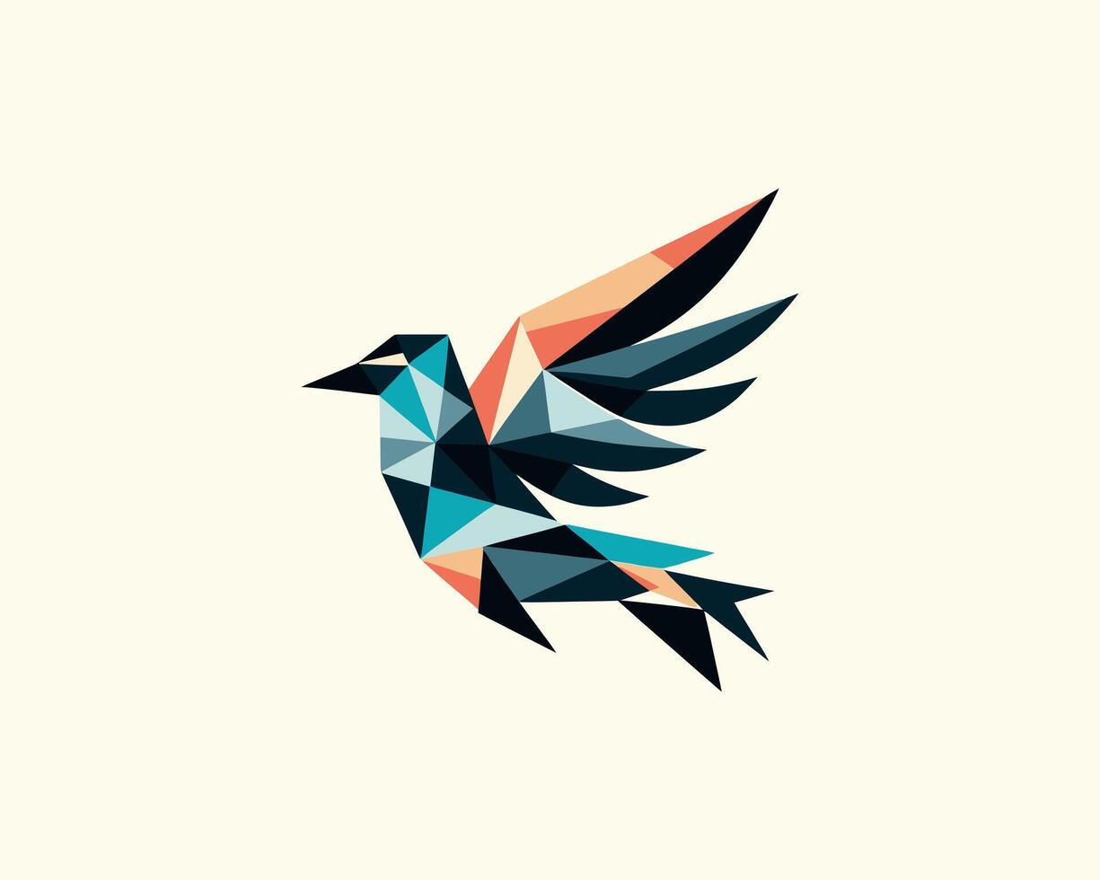 A geometric bird with colorful wings vector