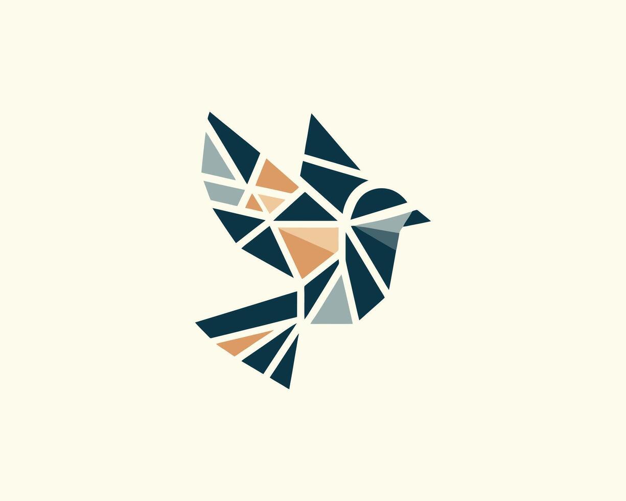 A geometric bird logo with a geometric design vector