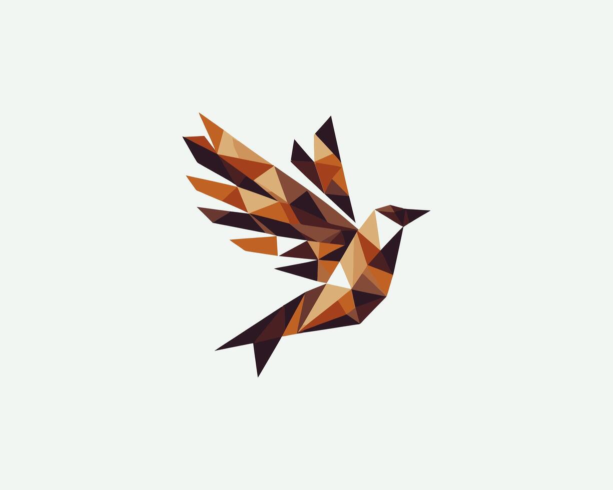 A bird is made of triangles and brown colors vector