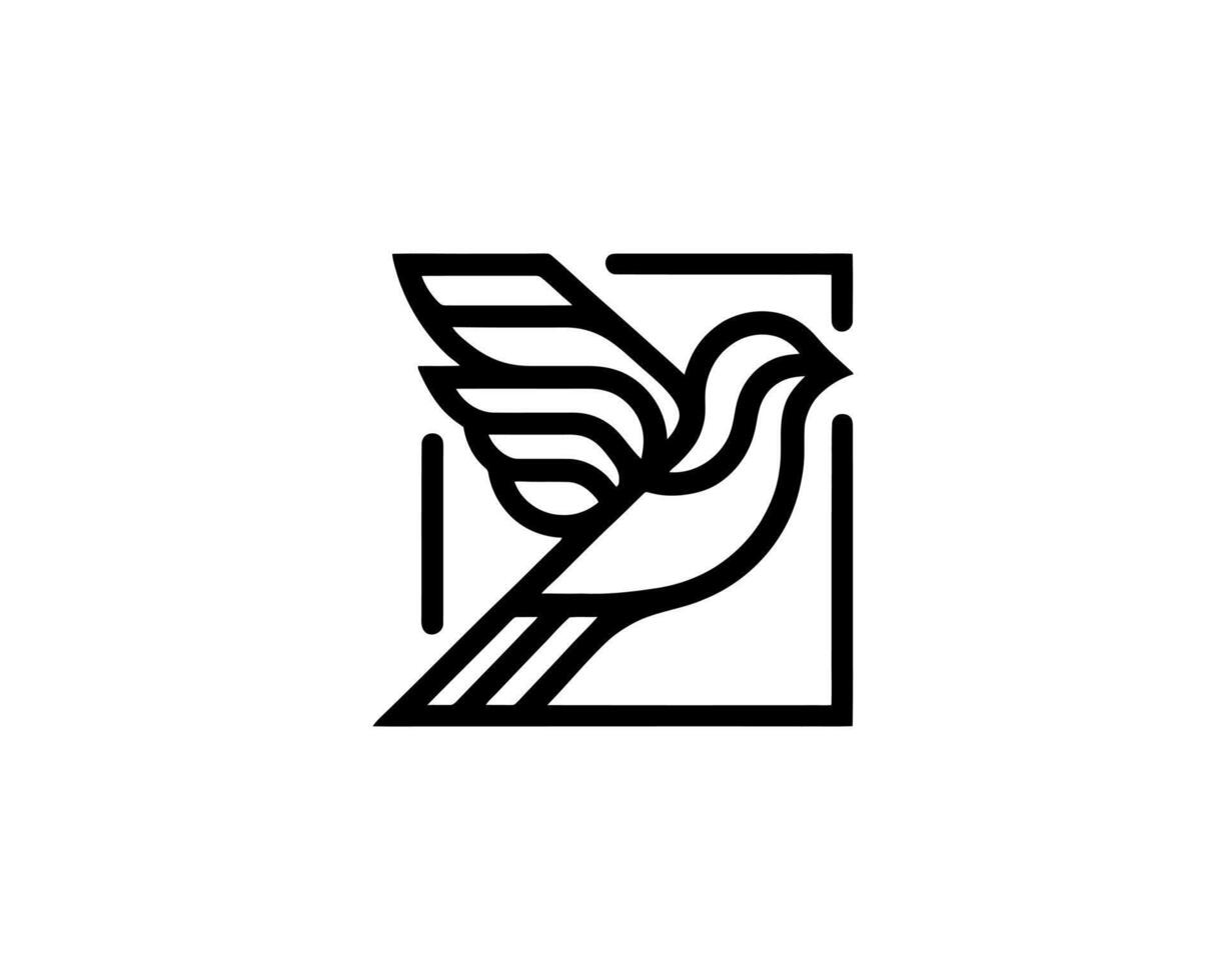 A black and white logo of a bird flying vector