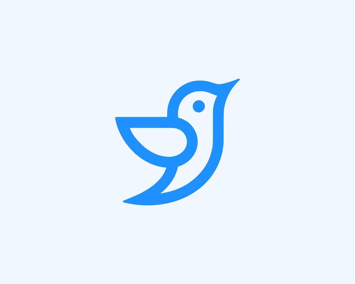 A bird logo with a blue outline vector