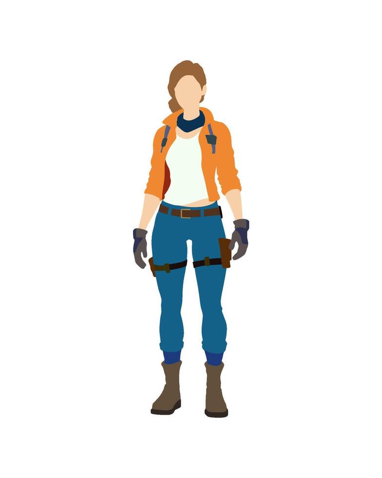 Flat art people and illustration, woman with mercenary agent outfit B69 vector