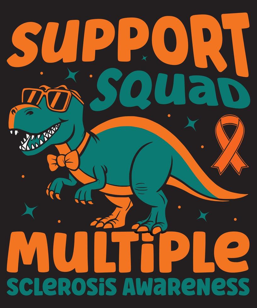 I Wear Orange for My Daughter Multiple Sclerosis Awareness T rex Design vector