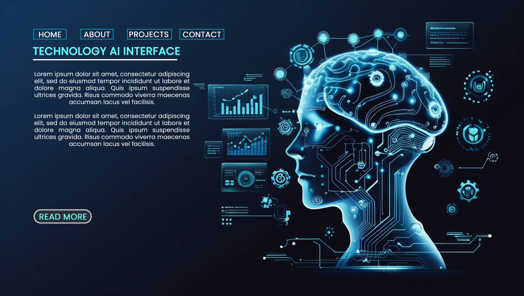 Cyber innovation and hi tech artificial intelligence in futuristic technology banners design psd