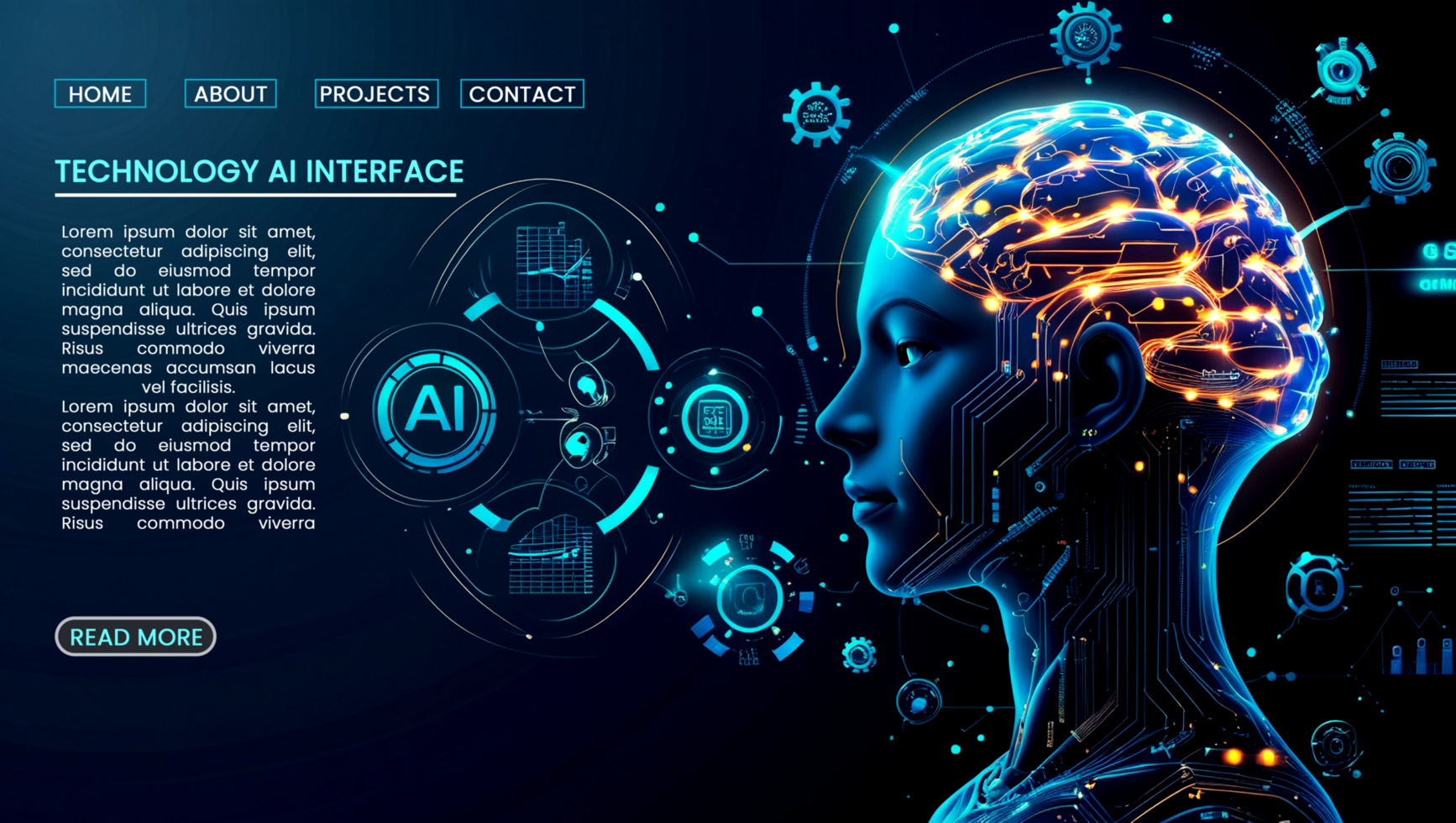 Hi tech artificial intelligence and futuristic technology banners with abstract digital elements psd