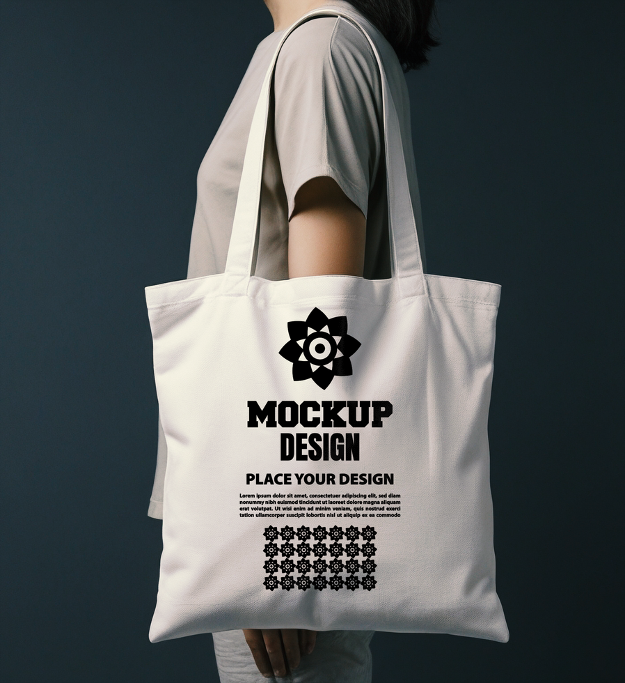 Elegant tote bag mock up displaying a stylish reusable bag for advertising and promotional design psd