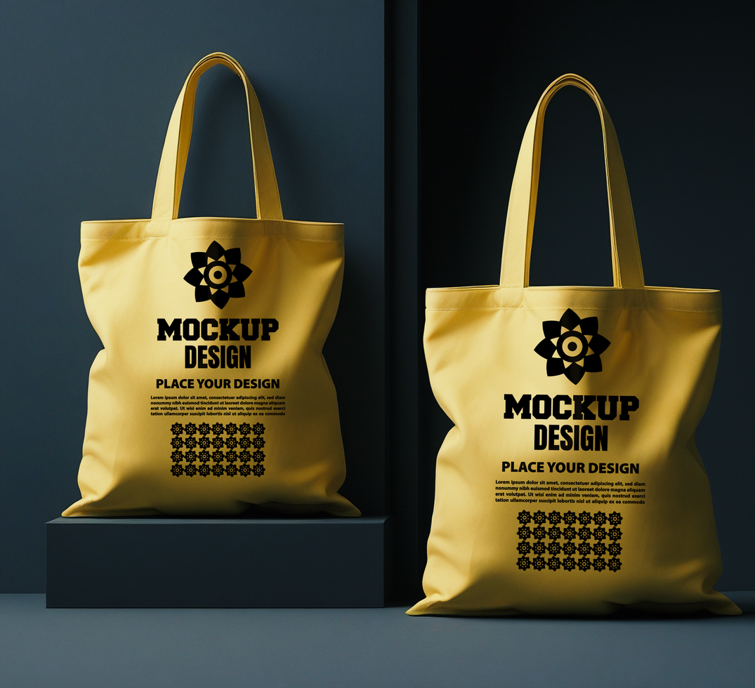 Minimalist tote bag mock up displaying a stylish fabric bag for branding and promotional purposes psd
