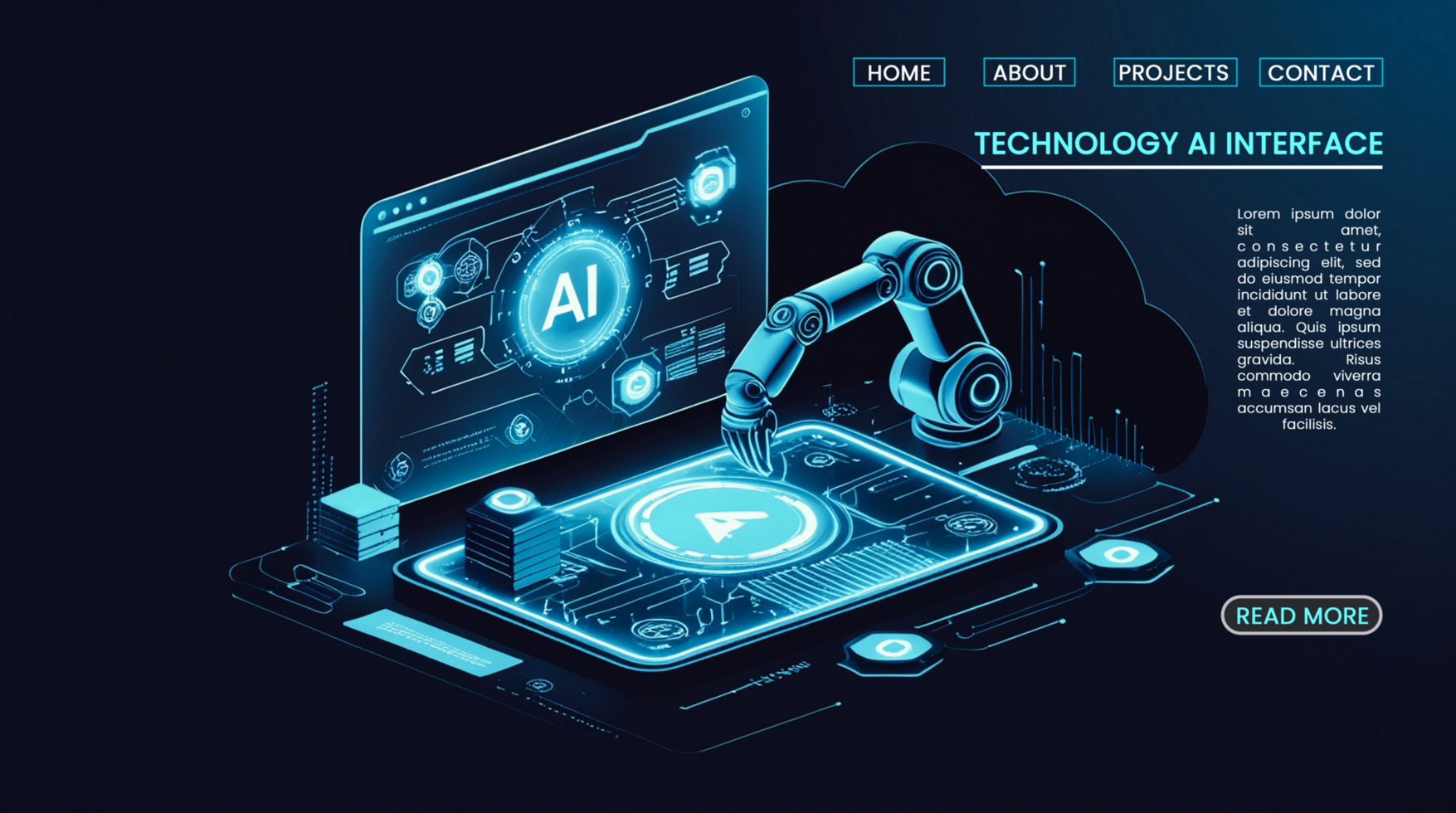 Cyber futuristic artificial intelligence in hi tech technology banners for digital transformation psd