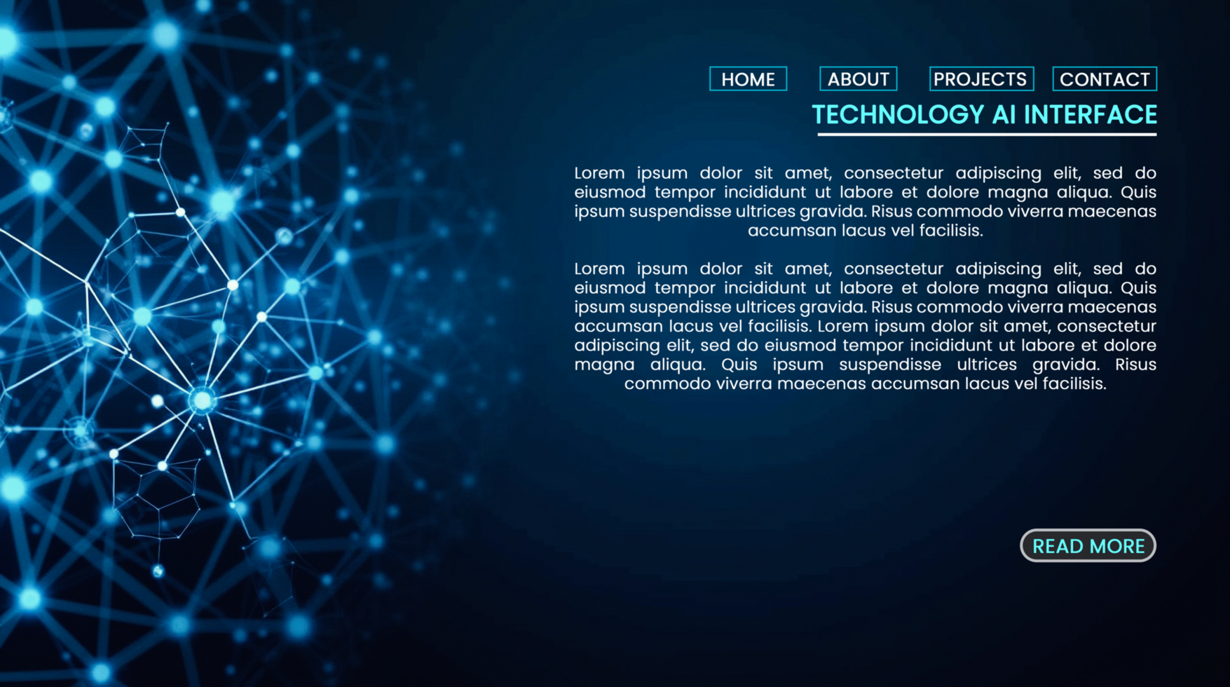 Futuristic technology web home page banners with artificial intelligence and hi tech cyber digital networking psd