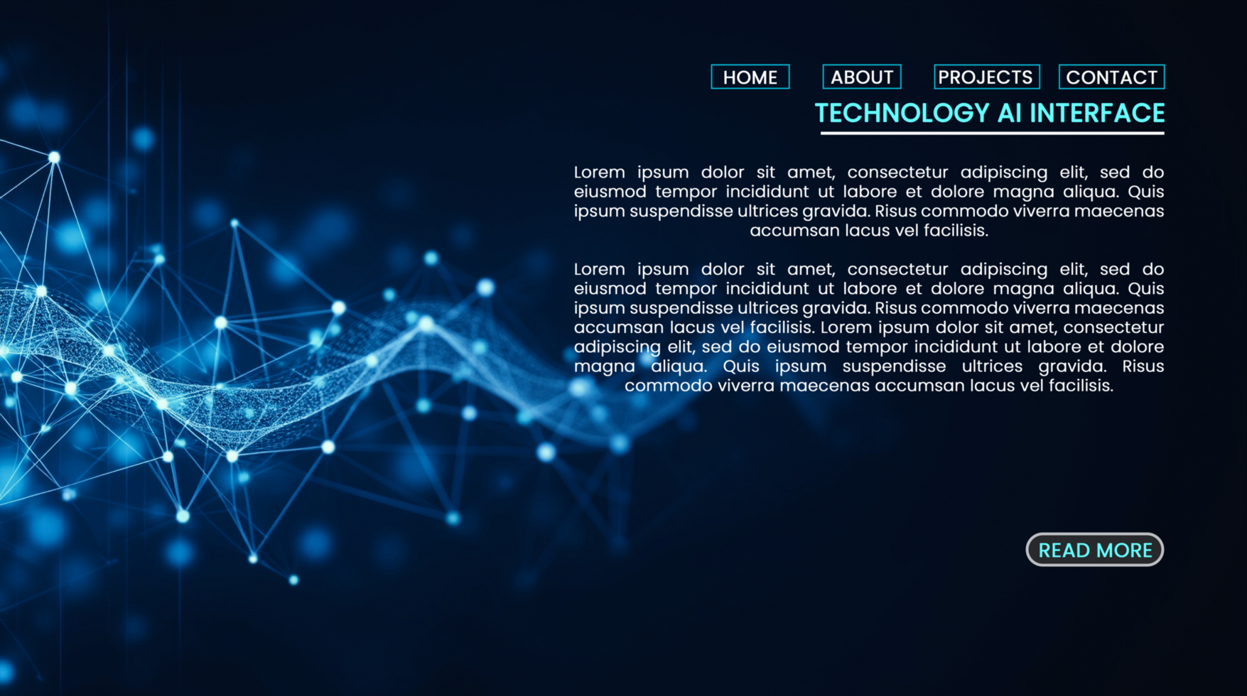 Abstract artificial intelligence in futuristic hi tech cyber digital technology web home page banners concept psd