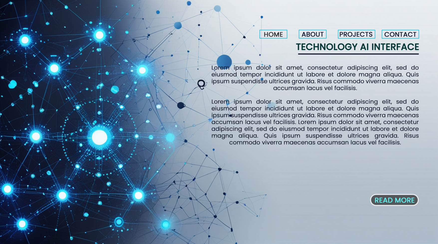 web home page design for hi tech cyber futuristic artificial intelligence in digital modern technology banners concept psd