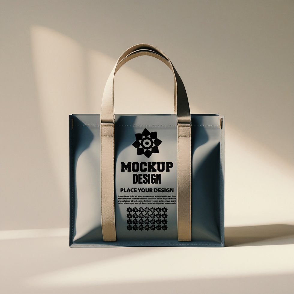 Elegant tote bag mock up featuring a realistic white tote bag for advertising and marketing display psd