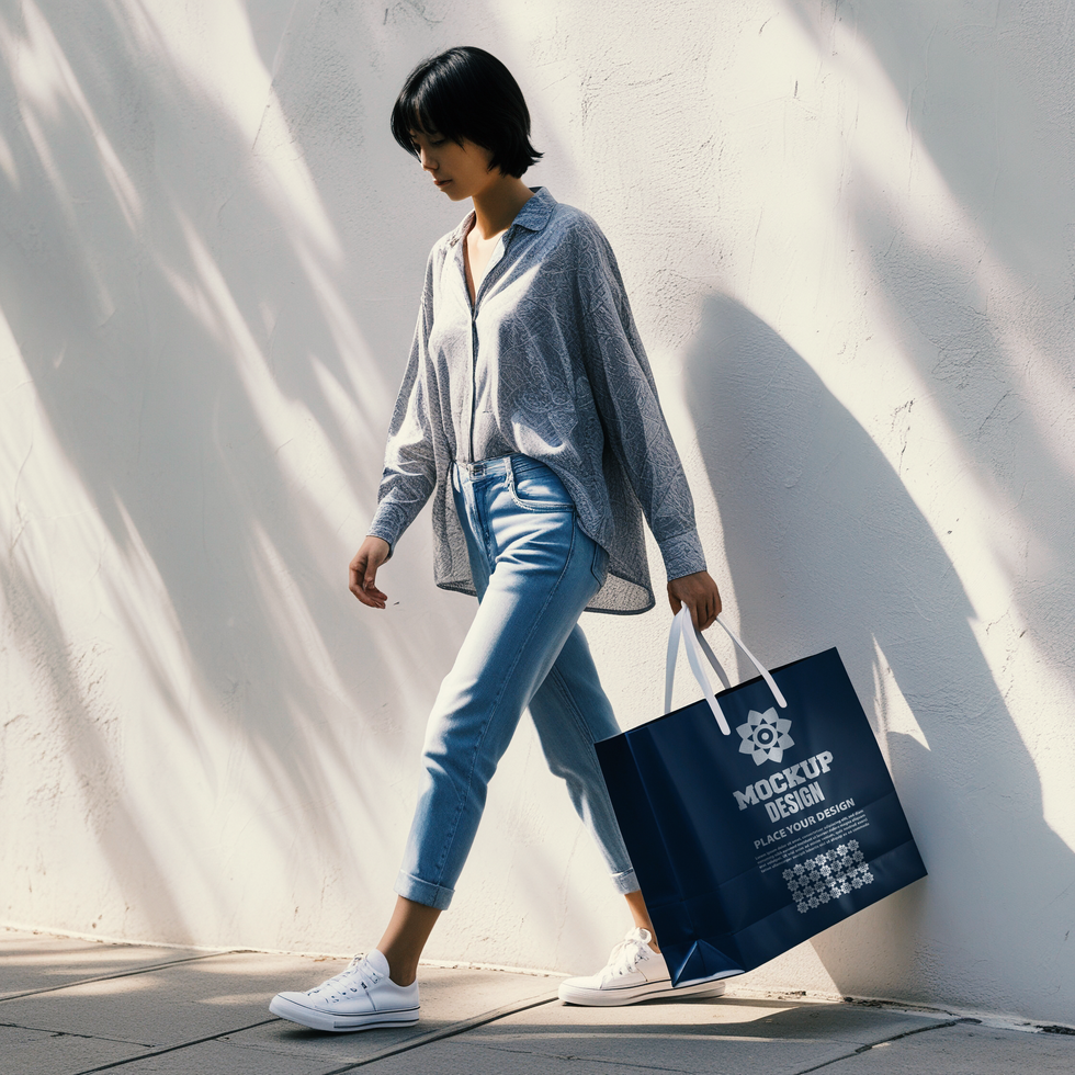 Tote bag mockup featuring a reusable tote bag for branding and merchandise presentations psd