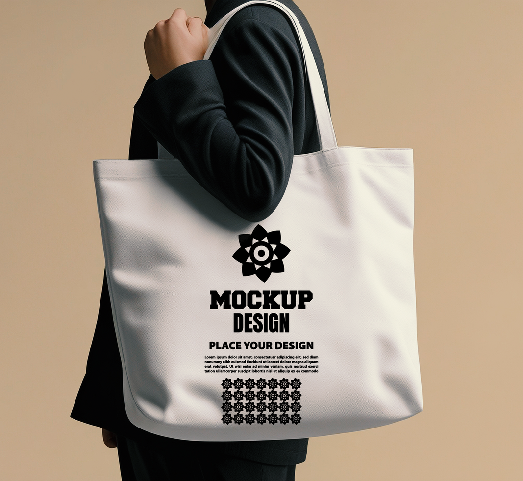 Tote bag mock up with a premium quality white fabric tote perfect for branding and promotional use psd