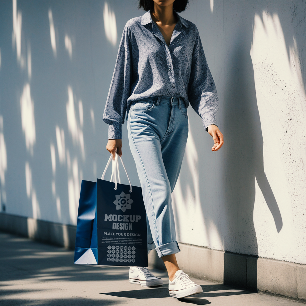 Realistic tote bag mock up featuring a reusable shopping tote bag for creative branding and marketing psd