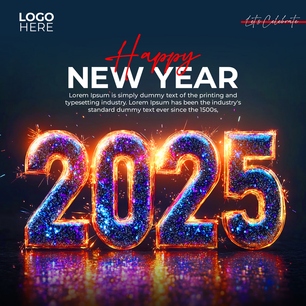 Colorful Confetti and Cheers 2025 New Year Post psd