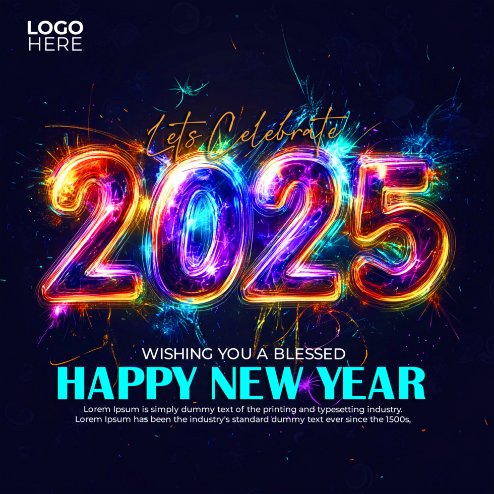 Creative and Fun Happy New Year 2025 Post Design psd
