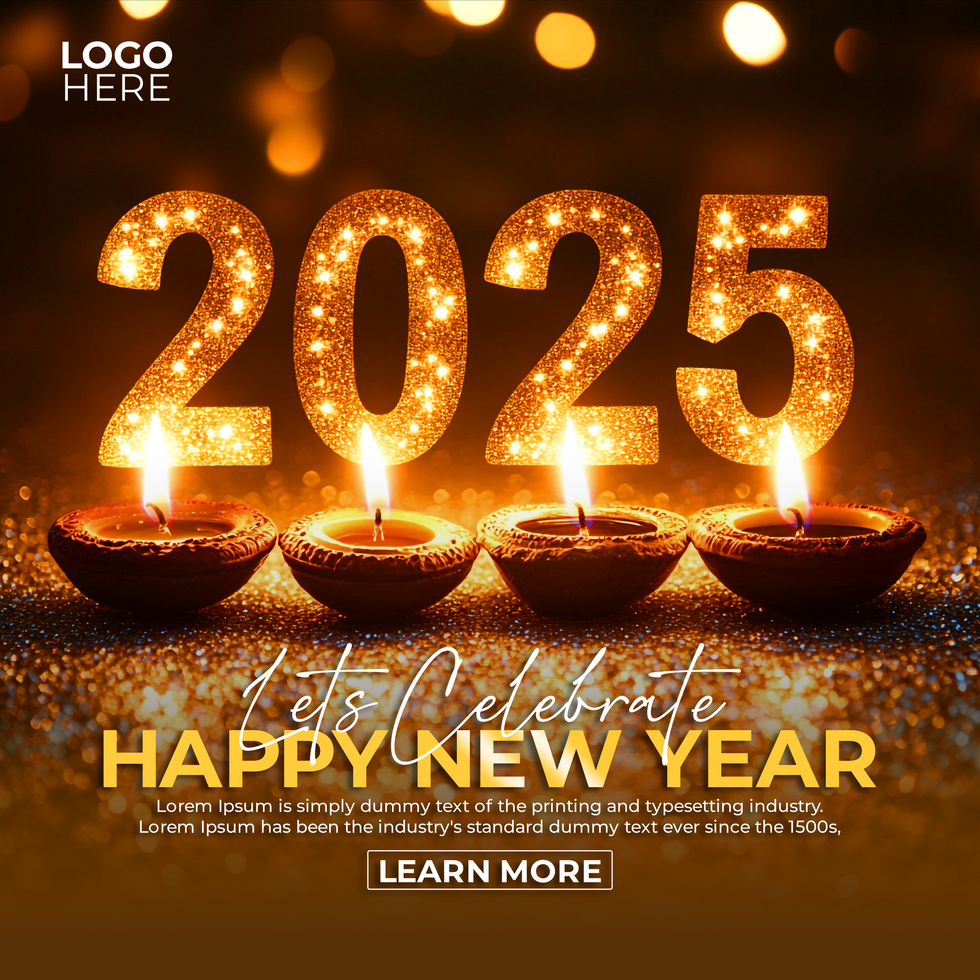 Shiny Happy New Year 2025 Social Media Post psd