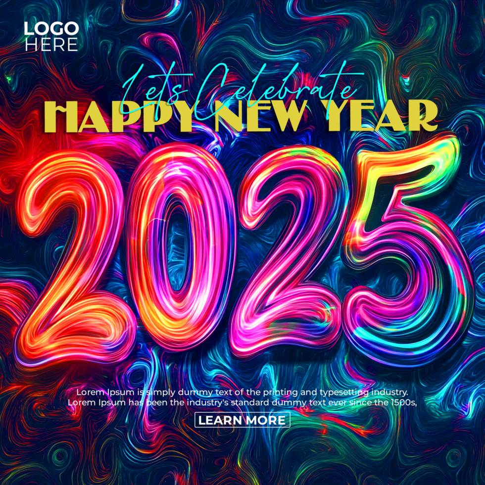 Welcome 2025 Happy New Year Celebration Post Design psd