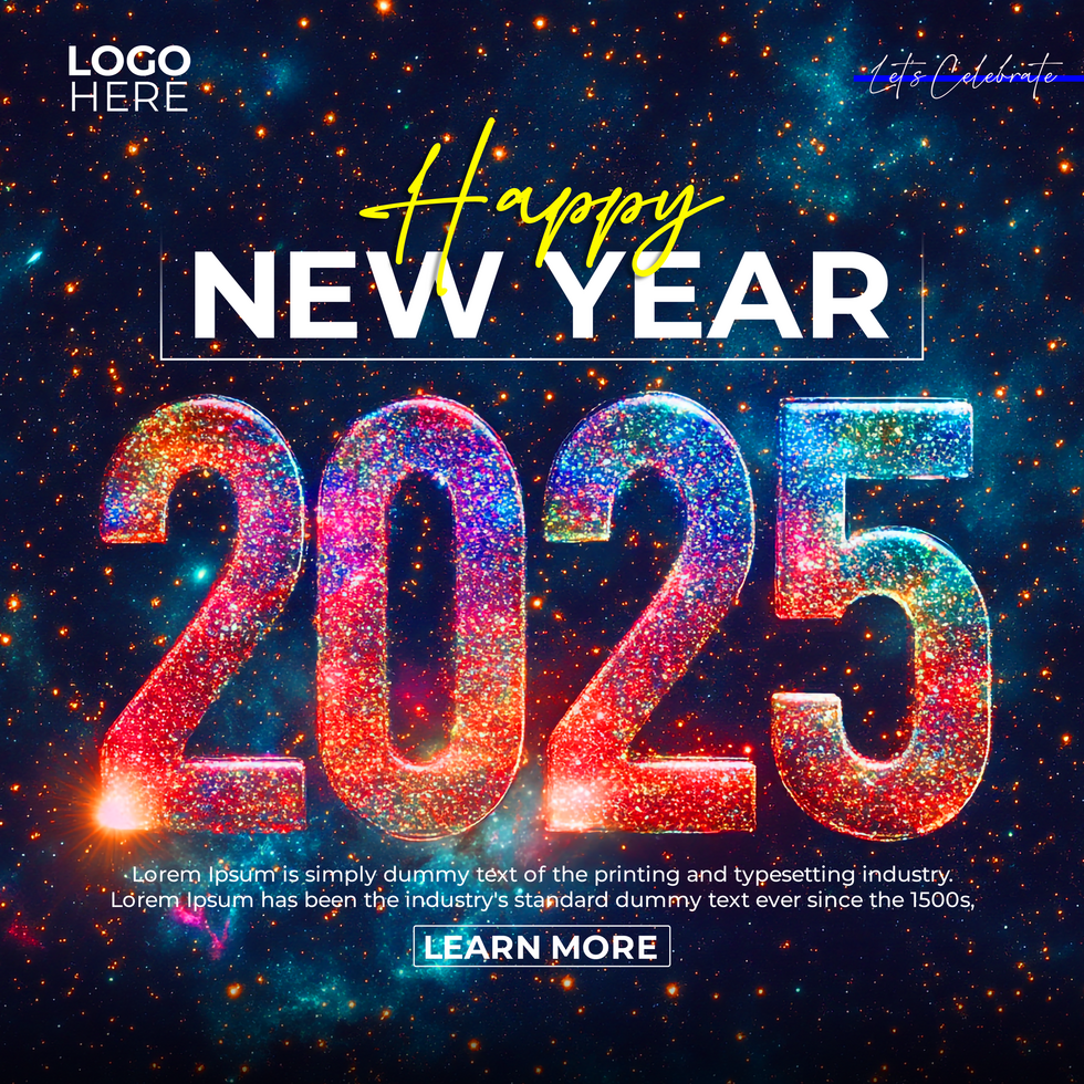 Celebrate Happy New Year 2025 with Stunning Post psd