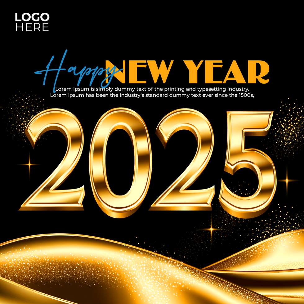 Chic and Modern 2025 Happy New Year Post Design psd