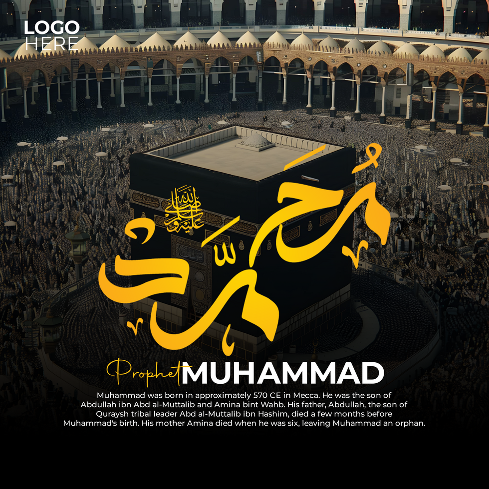 Beautiful Arabic Calligraphy of Prophet Muhammad Banner and Post psd