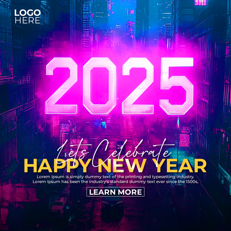 Stylish Happy New Year 2025 Event Poster Design psd