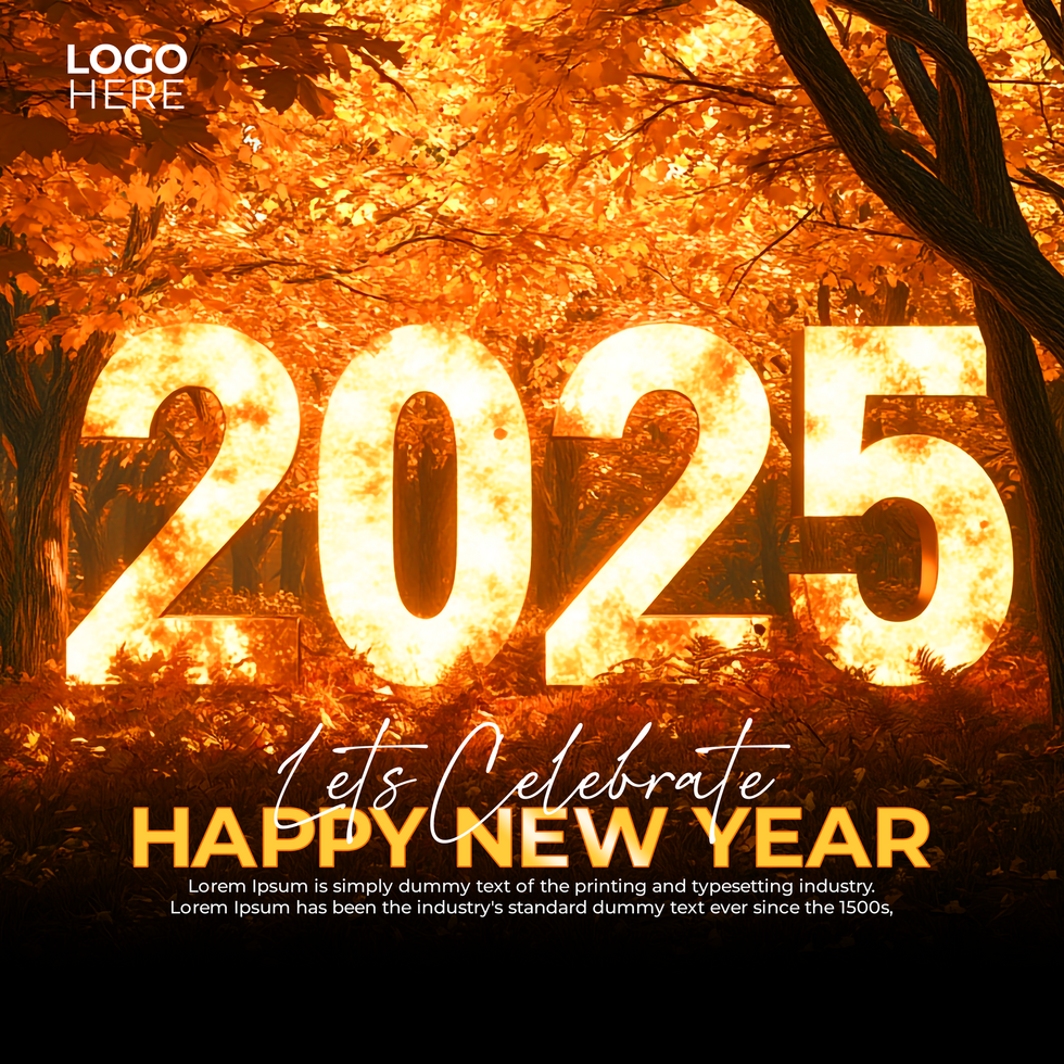 Stylish Golden Theme 2025 New Year Post Design psd