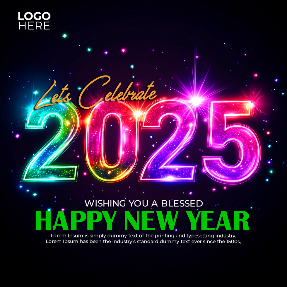 Midnight Sparkles Happy New Year 2025 Post psd