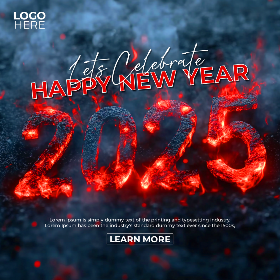 Bold and Colorful 2025 New Year Eve Poster Design psd