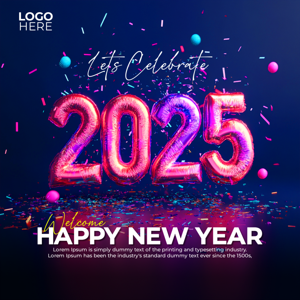 Party Mode On 2025 New Year Celebration Post psd