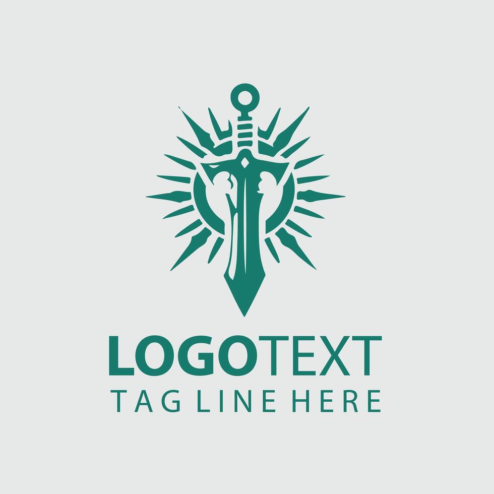 Infernal Cleaver sword logo design vector