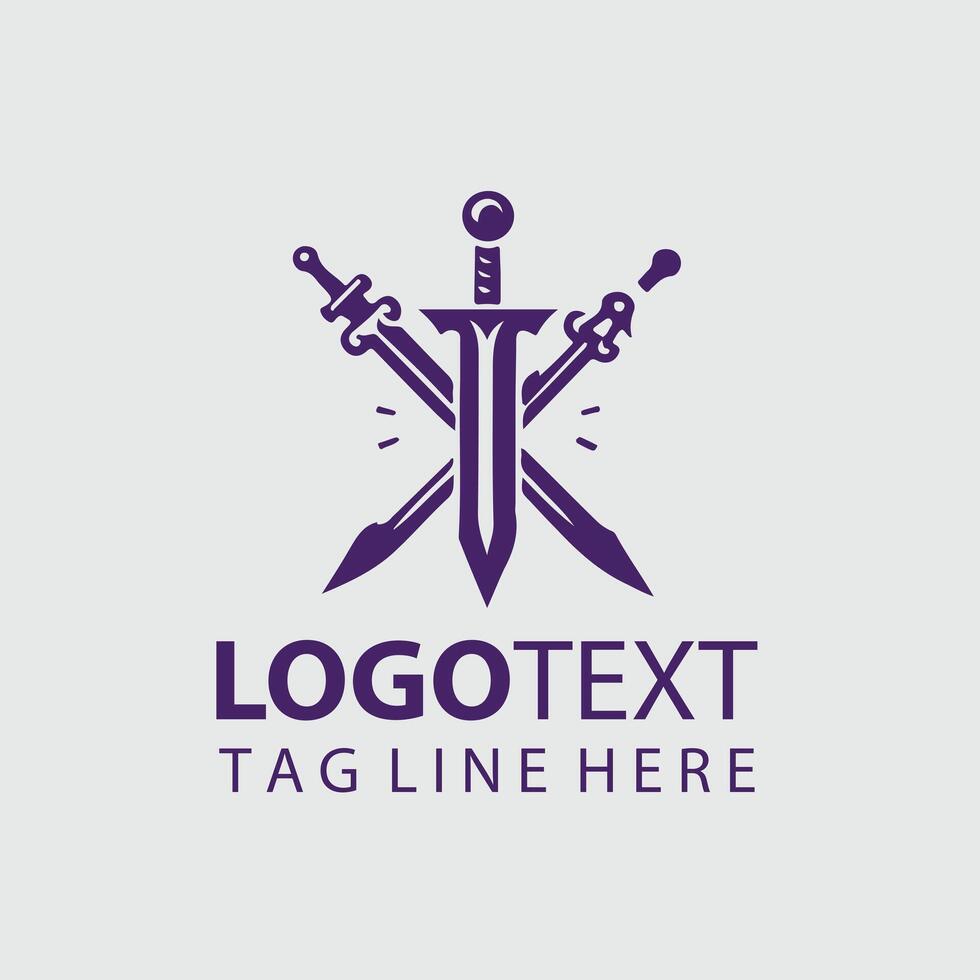Tempest Edge sword logo design vector