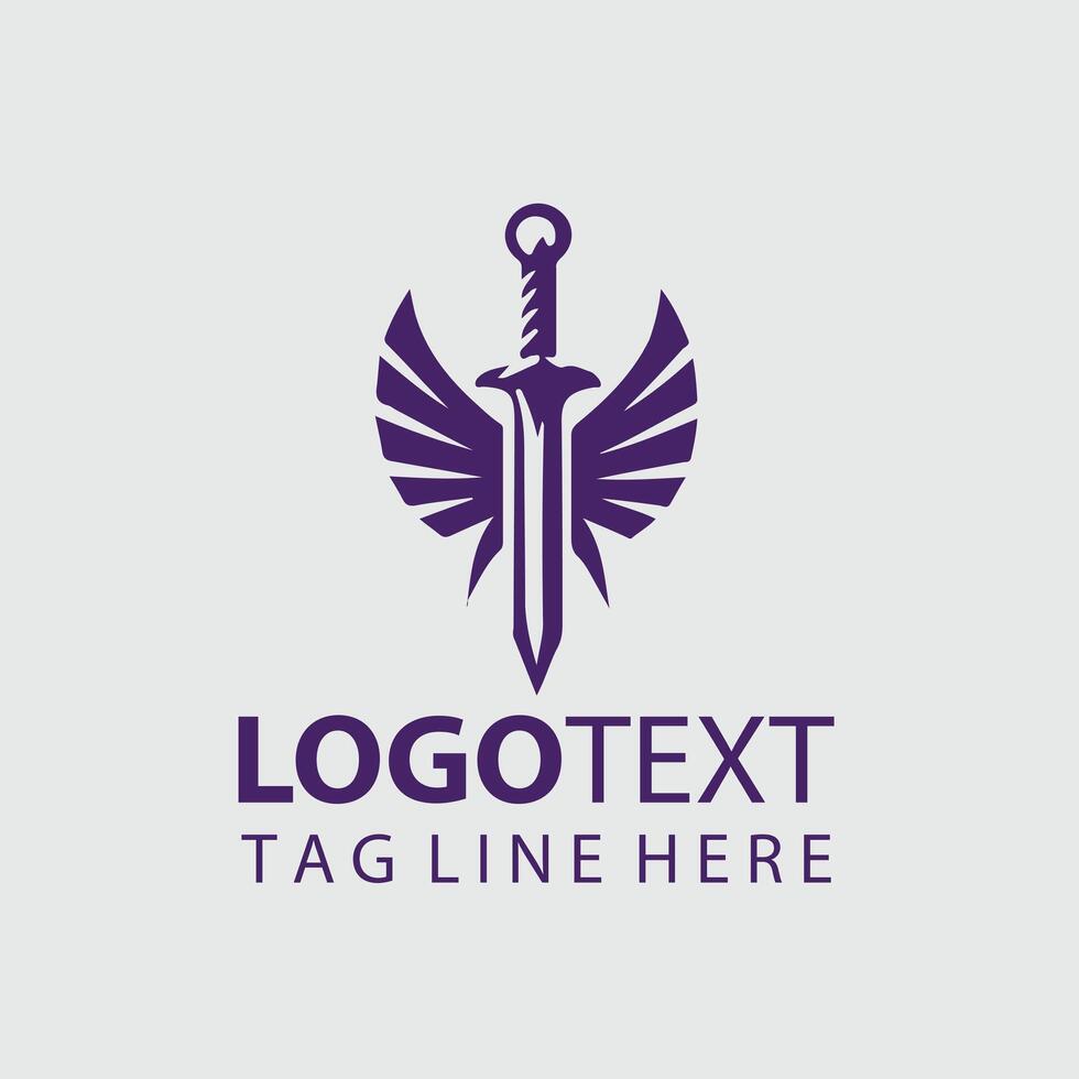 Arcane Cleaver sword logo design vector